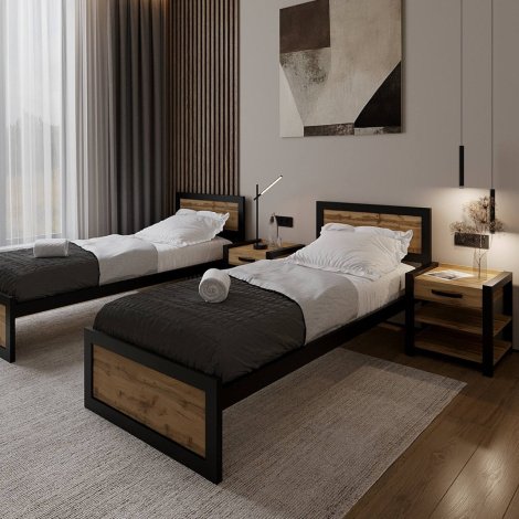 Кровать Loft 90 2 шт. + Тумба прикроватная Loft 2 шт.