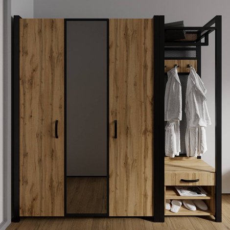 Шкаф 3Д Loft Зеркало + Прихожая Loft 600