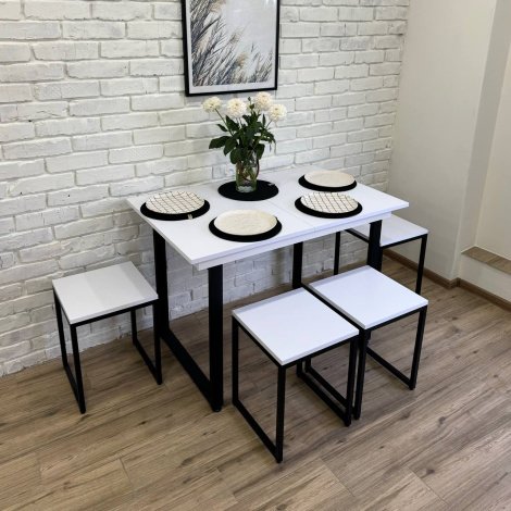 Комплект кухонный обеденный стол EDGAR 4х Табурета в стиле LOFT,современная лофт мебель для кухни