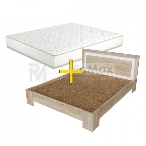 Двуспальная кровать White Mix + Матрас Kozak (160х200)