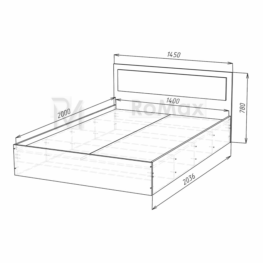 Кровать с деревянной текстурой из ДСП 140 Direct 1440х2040х800 — изображение 3