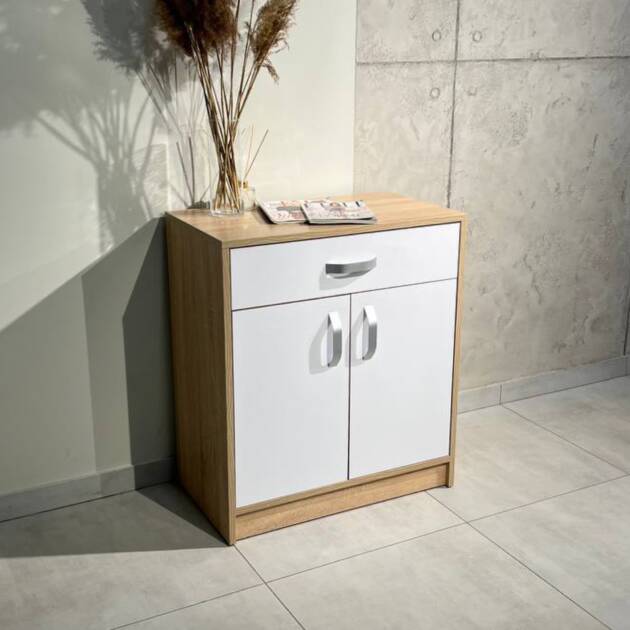 Комод для одежды с ящиком и дверцами "White Mix" 70х80х40 для спальни в современном стиле