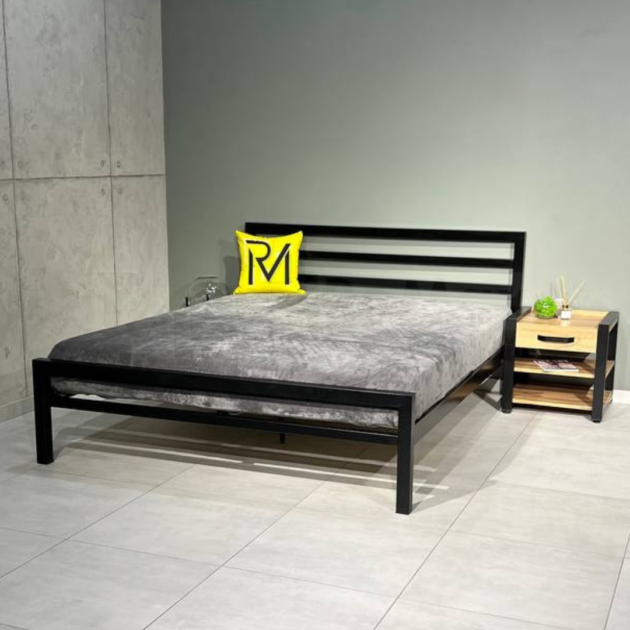 Кровать металлическая для спальни в стиле LOFT 180х200 "HAILY", большая двуспальная железная лофт-кровать