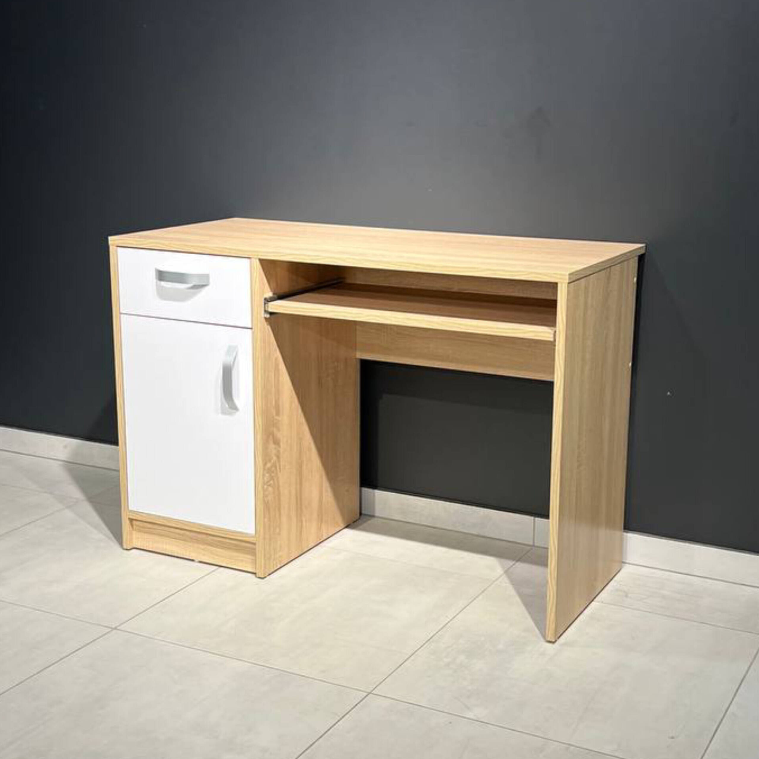 Компьютерный письменный стол для школьника "White Mix" 110х75х50, современный стол с тумбочкой и ящиком