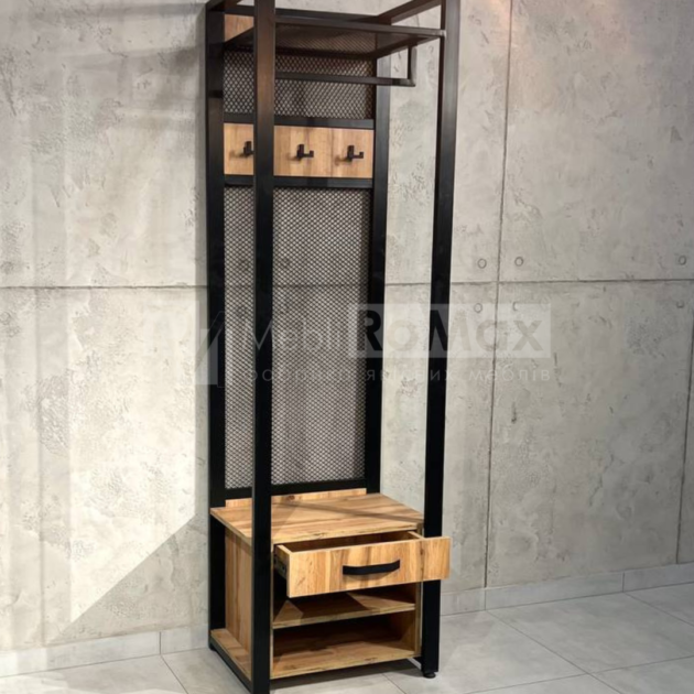 Прихожая в стиле LOFT 600 с ящикоми и тумбой для обуви, современная лофт прихожая